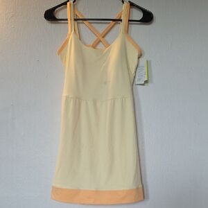 all in motion Pale Yellow Athletic Dress with Peach Trim